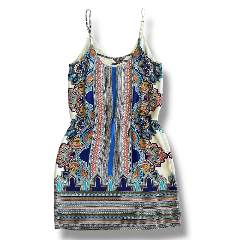 Lucy & Laurel Women’s Size 8 Boho Tribal Print Mini Dress Adjustable Straps